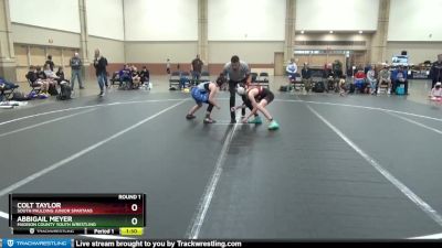 96 lbs Round 1 - Colt Taylor, South Paulding Junior Spartans vs Abbigail Meyer, Madison County Youth Wrestling