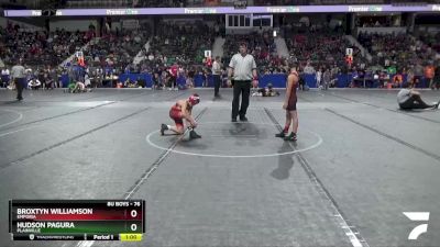 76 lbs Quarterfinal - Hudson Pagura, Plainville vs Broxtyn Williamson, Emporia