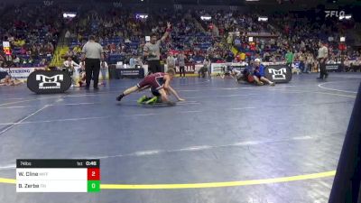 74 lbs Round Of 16 - Wyatt Cline, Mifflin County vs Brylan Zerbe, Tri Valley