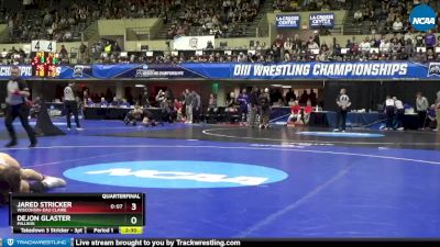 174 lbs Quarterfinal - Jared Stricker, Wisconsin-Eau Claire vs Dejon Glaster, Millikin