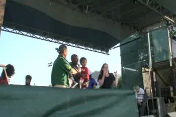 Bernard Lagat Talks to Crowd following 1500m Win