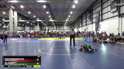 65 lbs Round 2 (4 Team) - Eli Barrett, GREAT BRIDGE WRESTLING CLUB vs Zack Bednarczyck, HANOVER HAWKEYE