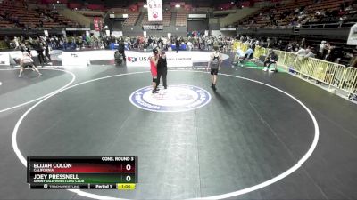 136 lbs Cons. Round 3 - Joey Pressnell, Sunnyvale Wrestling Club vs Elijah Colon, California