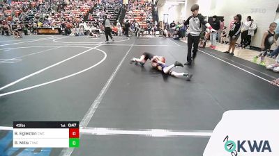 43 lbs Semifinal - Bentlee Egleston, Claremore Wrestling Club vs B.A. Mills, Team Tulsa Wrestling Club