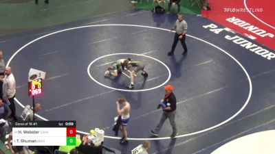 96 lbs Consi Of 16 #1 - Hunter Webster, Council Rock North vs Tyden Shuman, Berks Catholic