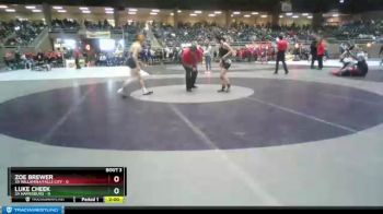 106 lbs Quarterfinals (8 Team) - Luke Cheek, 3A Harrisburg vs Zoe Brewer, 3A Willamina/Falls City