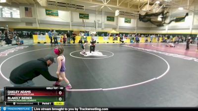 40 lbs Round 2 - Blakely Bieber, Lemmon/McIntosh Cowboys vs Oakley Adams, Sturgis Youth Wrestling
