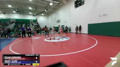 120 lbs Cons. Round 3 - Dylan Sorensen, Eastside United Wrestling Club vs Brody Allen, Glenrock Wrestling Club