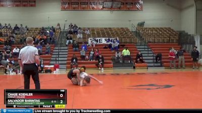 149 lbs Champ. Round 1 - Chase Koehler, Cowley College vs Salvador Barintas, Cloud County Community College