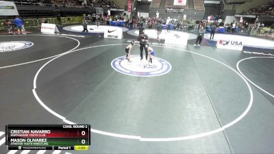 53 lbs Cons. Round 2 - Cristian Navarro, Northshore Youth Club vs Mason Olivarez, Atwater Youth Wrestling