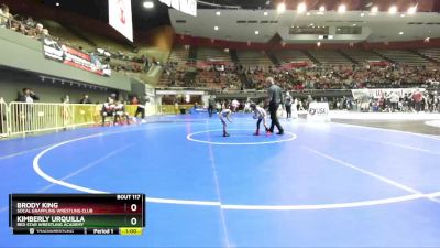 40 lbs Quarterfinal - Brody King, Socal Grappling Wrestling Club vs Kimberly Urquilla, Red Star Wrestling Academy