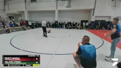 55 lbs Champ. Round 1 - Truett Randle, Apex Grappling Academy vs Melayna Cowan, El Paso Wildcats Wrestling Club