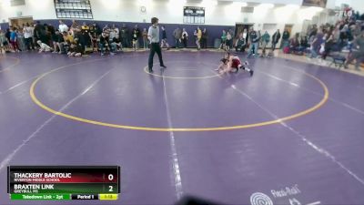 77 lbs Quarterfinal - Thackery Bartolic, Riverton Middle School vs Braxten Link, Greybull MS