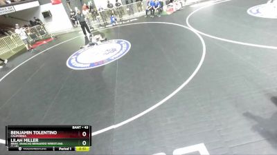 43 lbs Semifinal - Benjamin Tolentino, California vs Lilah Miller, RBWC (Rancho Bernardo Wrestling Club)