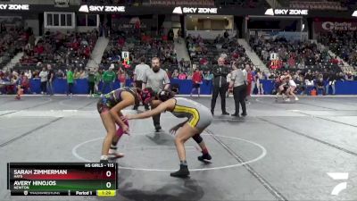 115 lbs Semifinal - Sarah Zimmerman, Hays vs Avery Hinojos, Newton