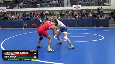 141 lbs Semifinal - Anthony Perez Guerrero, Southern Oregon vs Luke Jensen, Corban University