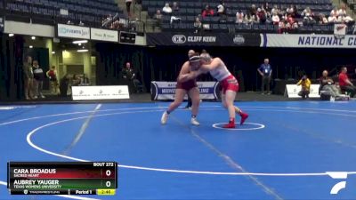 170 lbs Cons. Round 4 - Aubrey Yauger, Texas Womens University vs Cara Broadus, Sacred Heart