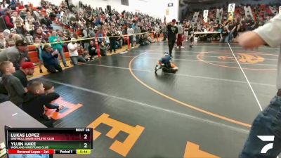 53-56 lbs Quarterfinal - Lukas Lopez, Greybull Basin Athletic Club vs Yujin Hake, Worland Wrestling Club