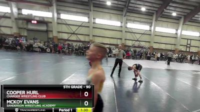 90 lbs Quarterfinal - Mckoy Evans, Sanderson Wrestling Academy vs Cooper Hurl, Charger Wrestling Club