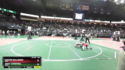 102 lbs Quarterfinal - Easton Ballinger, PROA vs Ziggy Sandobal, CPWA