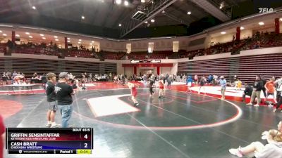 100 lbs Semifinal - Cash Bratt, Chickasha Wrestling vs Griffin Sensintaffar, Keystone Kids Wrestling Club