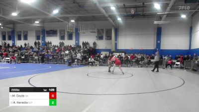 220 lbs 5th Place - Mickey Doyle, Catholic Memorial vs Angel Heredia, Saint John's Prep