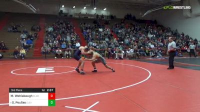 165 lbs 3rd place - Max Wohlabaugh, Clarion University vs Georgio Poullas, Cleveland State University