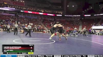 3A-285 lbs Champ. Round 2 - Jacob Klostermann, Epworth, Western Dubuque vs Kyler Hall, Ames