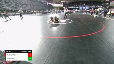 2A 160 lbs Quarterfinal - Blaise Cross, Rogers (Spokane) vs Westin Triplett, Enumclaw