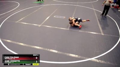 84 lbs Quarterfinals (8 Team) - Cash Tolzman, New Prague vs Gabe Honnette, Flat Earth