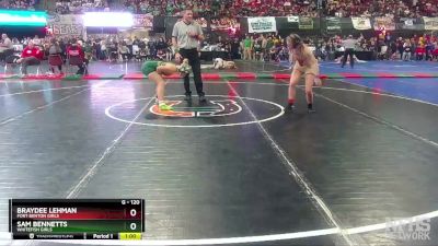 G - 120 lbs Cons. Round 2 - Sam Bennetts, Whitefish Girls vs Braydee Lehman, Fort Benton Girls