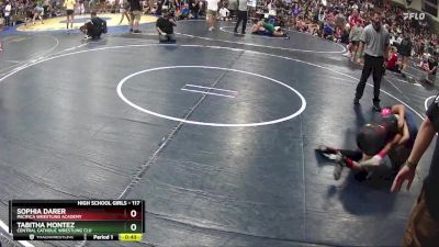 117 lbs Cons. Round 2 - Sophia Darer, Pacifica Wrestling Academy vs Tabitha Montez, Central Catholic Wrestling Clu