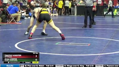 3A-120 lbs Champ. Round 2 - Timothy Koester, Bettendorf vs Ryan Hoefer, Xavier, Cedar Rapids