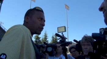 Robert Johnson after Oregon's performances at NCAA Outdoor 2013