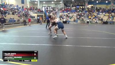 215 lbs Cons. Semi - Anthony Oquindo, St. Mary`s Ryken vs Tiller Smith, Landon School