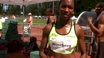 Mary Wineberg just having fun as she gets another win at 2013 Harry Jerome Meet