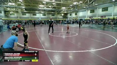 50 lbs Cons. Semi - Tashaun Jacobs, Cobbler Kids Wrestling vs Grayson Goodvin, Sheridan Wrestling Club