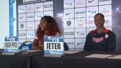 Carmelita Jeter walks out of Monaco Press Conference after first doping question