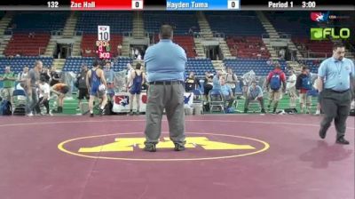 132 lbs match Zac Hall vs. Hayden Tuma