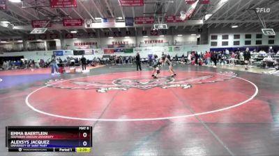 109 lbs Quarterfinal - Emma Baertlein, Southern Oregon University vs Alexsys Jacquez, University Of Saint Mary