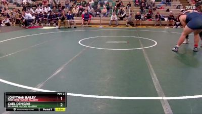 285 lbs Semifinal - Cael DeNigris, Delaware Military Academy vs Jonythan Bailey, First State Military Academy