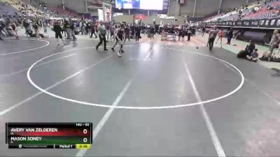 92 lbs Semifinal - Avery Van Zelderen, IA vs Mason Soney, IL