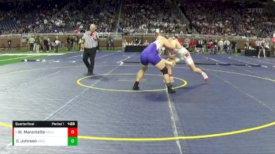 D2-215 lbs Quarterfinal - Wyatt Marentette, Huron HS - New Boston vs Case Johnson, Greenville HS