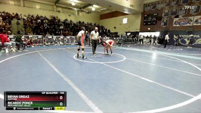 126 lbs Champ. Round 1 - Ricardo Ponce, Redlands East Valley vs Bryan Ordaz, Whittier