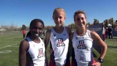 Arizona women's champs Elvin Kibet, Kayla Beattie, and Nicci Corbin after 2013 Pac 12 Championships