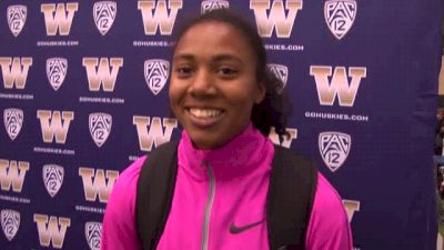 Kori Carter runs 200 before pacing 800 at Husky Classic 2014