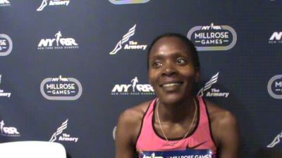 Betsy Saina strong finish in 3K at 2014 Millrose Games