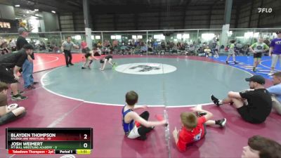 70 lbs Round 5 (6 Team) - Blayden Thompson, RALEIGH ARE WRESTLING vs Josh Weimert, PIT BULL WRESTLING ACADEMY