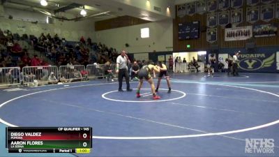 145 lbs Cons. Round 2 - Diego Valdez, Pomona vs Aaron Flores, La Serna