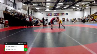 197 lbs Champ. Round 2 - Geoffry Kaminsky, Ohio Wesleyan University vs Alex Searfoss, Manchester